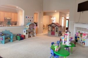 Living room and dining room view