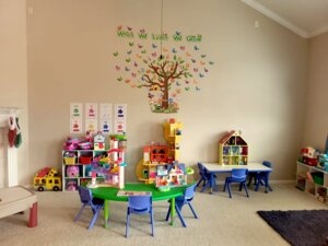 Living room wall with decorations
